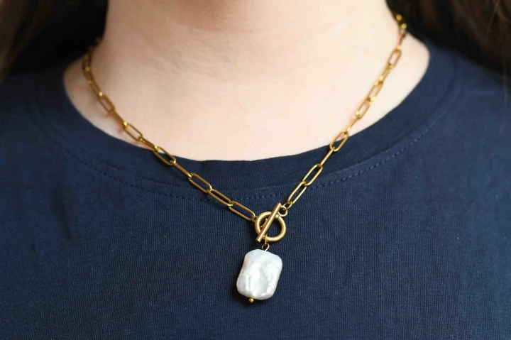 Naszyjnik łańcuch z perłą