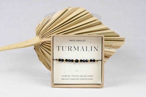 Bransoletka ochronna czarny turmalin regulowana